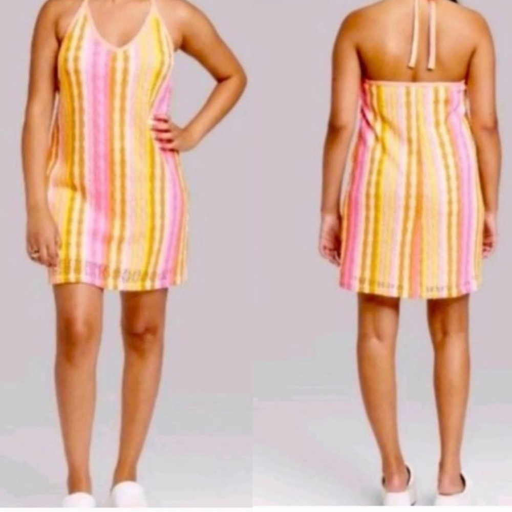 Wild Fable Vibrant Crochet Halter Dress coverup - Picture 8 of 10